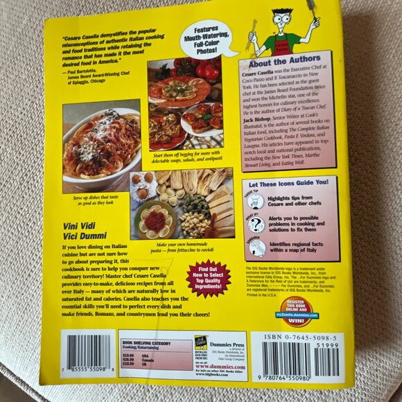 Italian Cooking For Dummies (Over 150 Recipes) (Good Condition -Bended Cover) - Picture 6 of 13